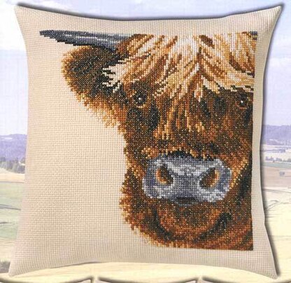 Permin Highland Cow Cross Stitch Kit - 40cm x 40cm