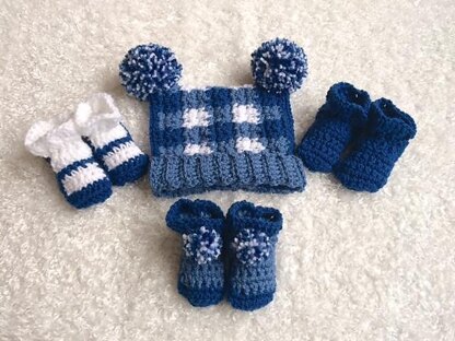 Gingham Noggin and Toes Set