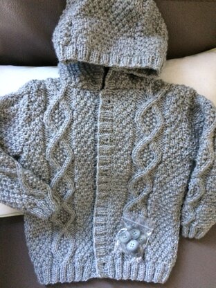 Boy’s Aran hooded jacket