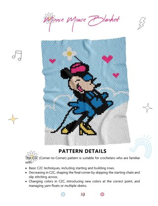 Crochet eBook "Mouse Romance" - set of 2 kids blankets C2C corner to corner pattern - Mickey & Minnie Mouses in love