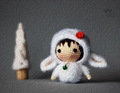White Sheep crochet Doll. Tanoshi series toy.