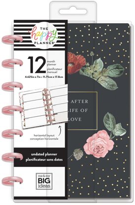 Happy Planner 12-Month Undated Mini Planner 7"X4.625" - Vintage Botanical, 12 Mont