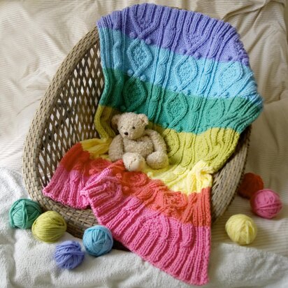 Rainbow Aran Baby Blanket