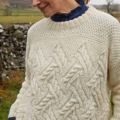 Cable Entrelac Sweater -  Jumper Knitting Pattern for Women in Debbie Bliss British Wool Aran by Debbie Bliss