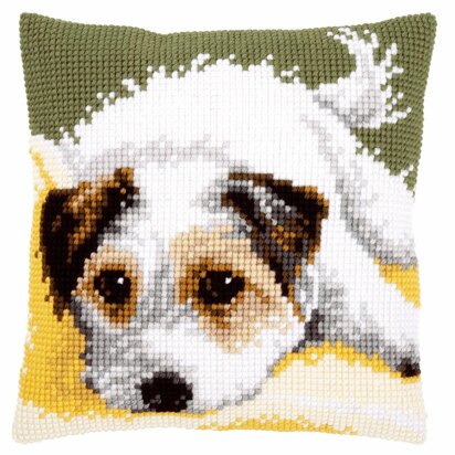 Vervaco Cross Stitch Kit: Cushion: Dog Wagging it's Tail - 40 x 40cm
