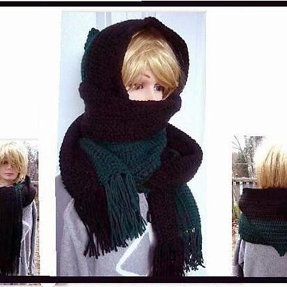 502, CROCHET FRINGED HOODED SCARF