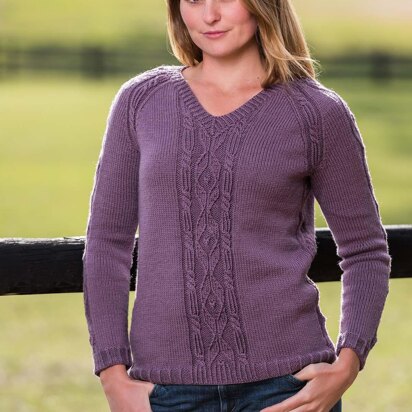 Top-Down Cable and Diamond Pullover #189