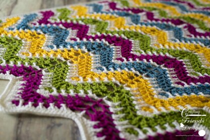 Spring Mardi Gras Chevron Afghan