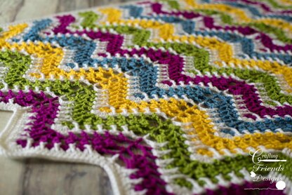 Spring Mardi Gras Chevron Afghan