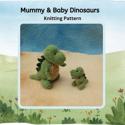 Mummy and baby dinosaurs - knitting pattern
