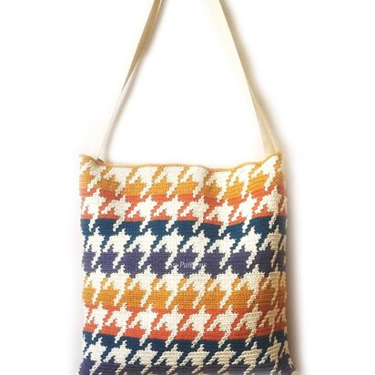 Colorful Houndstooth Tapestry Crochet Bag Pattern