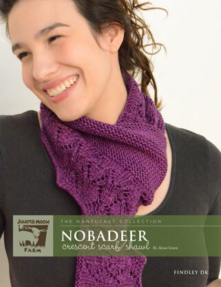 Nobadeer Crescent Scarf/Shawl in Juniper Moon Farm Findley DK - Downloadable PDF