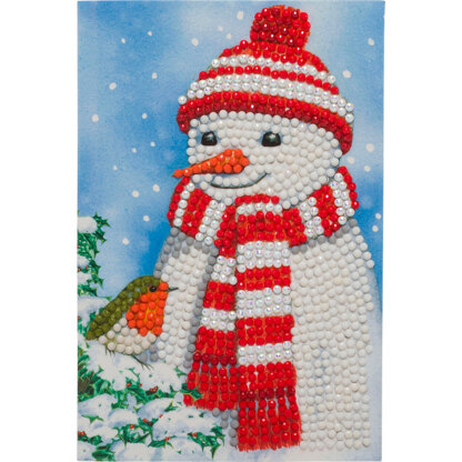 Crystal Art Cosy Snowman, 10x15cm Card Diamond Painting Kit