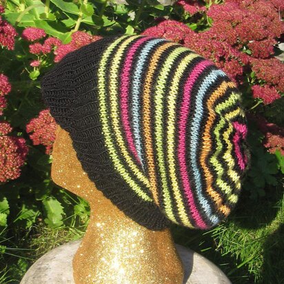 Silk Stripey Peak Slouch Hat