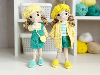 Amigurumi doll, crochet doll, crochet doll clothes, Twins