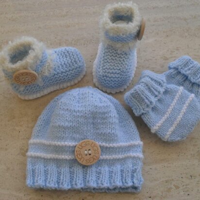 Baby Boy Booties Beanie Mittens