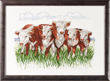 Permin Hereford Cows Cross Stitch Kit - 41x29cm