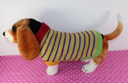 Dog Multi Colour Stripe Sweater Coat