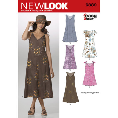 New Look Misses' Dresses 6889 - Paper Pattern, Size A 8 10 12 14 16 18