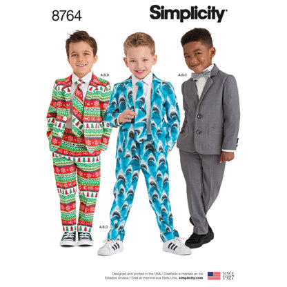 Simplicity 8764 Boys Suit and Ties - Paper Pattern, Size A (3-4-5-6-7-8)