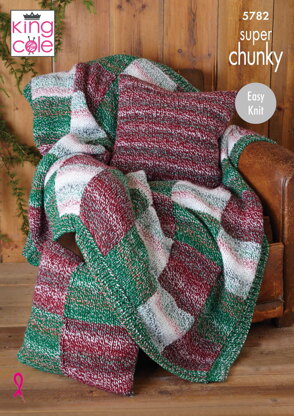 Blanket and Bed Runner Knitted in King Cole Super Chunky - 5782 - Downloadable PDF