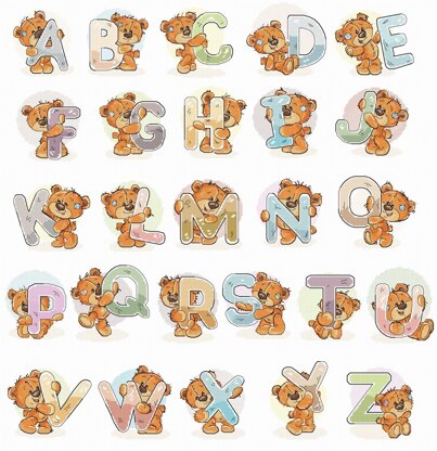 Luca-S Teddy Bear Alphabet Cross Stitch Kit - 43cm x 44cm
