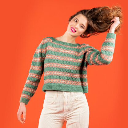 Diamond Fairisle Sweater - Free Jumper Knitting Pattern For Women in Paintbox Yarns Simply DK by Paintbox Yarns