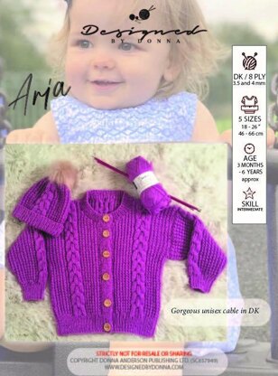 "Aria" Childrens DK Knitting Pattern