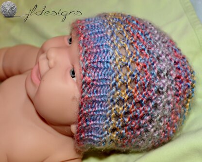 Garter Eyelet Baby Beanie