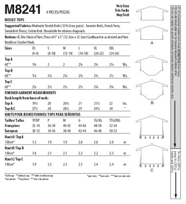 McCall's Misses' Tops M8241 - Paper Pattern, Size XS-S-M-L-XL-XXL