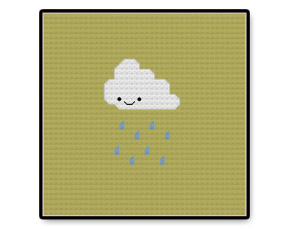 Tiny Rain Cloud Kawaii - PDF Cross Stitch Pattern