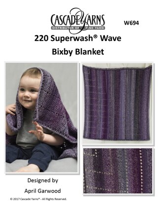 Bixby Blanket in Cascade 220 Superwash Wave - W694 - Downloadable PDF