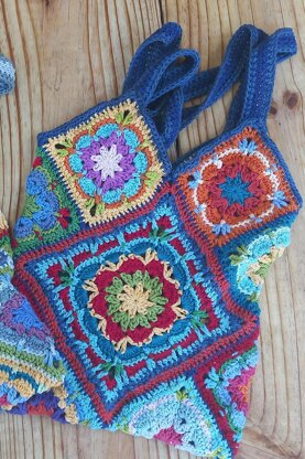 Flowered Squares Tote Bag