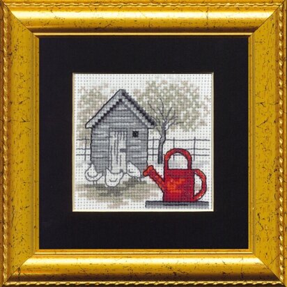 Permin Red Watering Can Cross Stitch Kit - 7cm x 7cm
