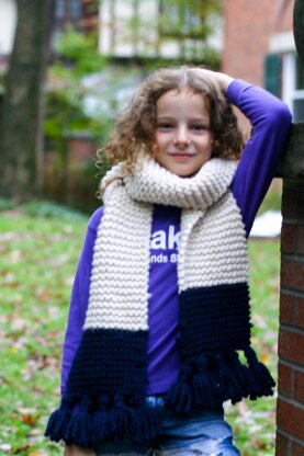 Tasseled Garter Stitch Color Block Scarf