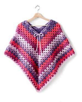 Girl's Crochet Poncho in Bernat Pop! - Downloadable PDF