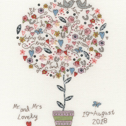 Bothy Threads Love Vows Cross Stitch Kit - 24cm x 26cm