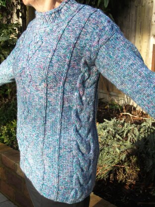 Sweater with Lattice Cable Panels