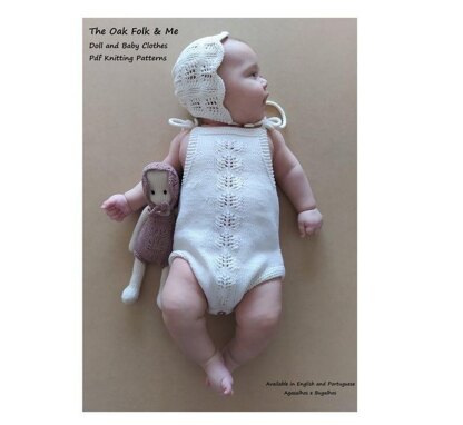Baby Knitting Pattern | Spring Blossoms Baby Romper and Hat | The Oak Folk Doll Set VI (body and clothes)