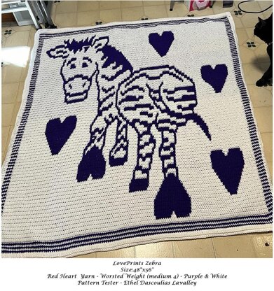 LovePrints Zebra Throw Lapghan - Overlay Mosaic Crochet Pattern