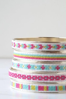 Red Gate Stitchery Sterling Silver Cross Stitched Bangle Bracelet Cross Stitch Kit
