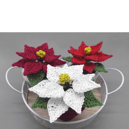 Small poinsettia in a pot - easy from scraps of yarn