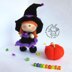 Young Witch doll and Pumpkin knitted flat