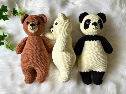 Bear Crochet Bundle: Teddy, Panda, Polar Bear Amigurumi (PDF Pattern)
