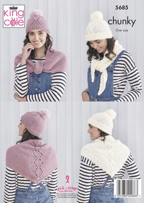 Shawls and Hats Knitted in King Cole Subtle Drifter Chunky - 5685 - Downloadable PDF