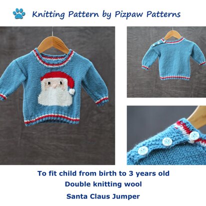 Santa Claus Jumper Knitting Pattern to fit from birth to 3 years old