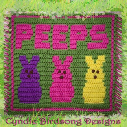 Easter Peeps Bunnies mosaic crochet square