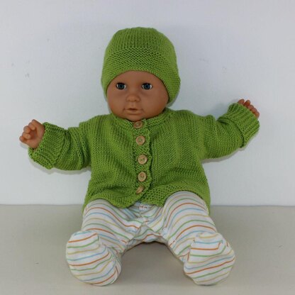 Baby Onepiece Cardigan and Beanie Hat