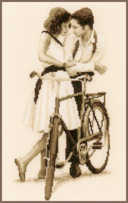 Vervaco Couple with Bicycle Cross Stitch Kit - 20cm x 36cm