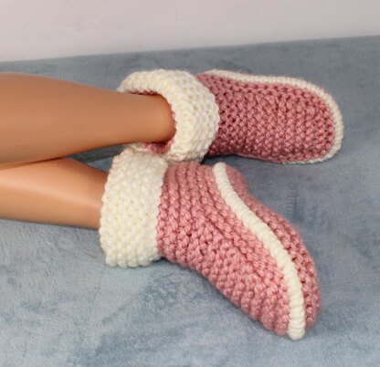 Ladies 2 Colour Super Chunky Slipper Boots